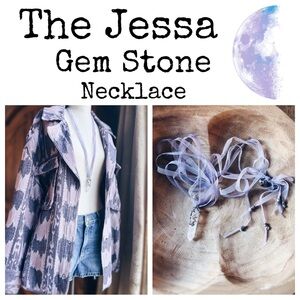 Necklace / Floral Wrapped Quartz & Tulle